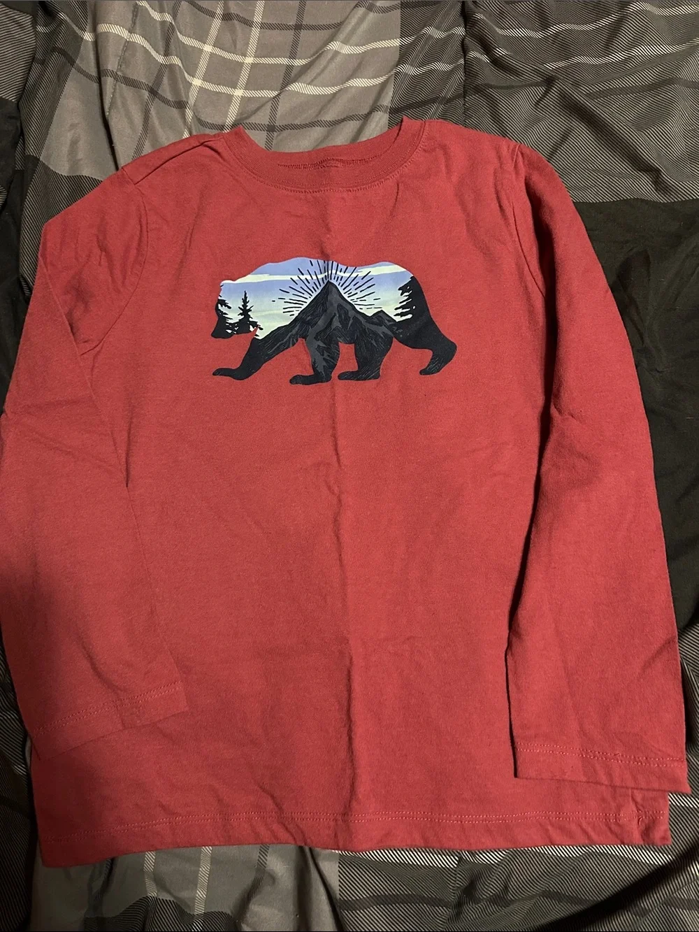 OshKosh B'gosh Red Long-Sleeve Bear Graphic Tee